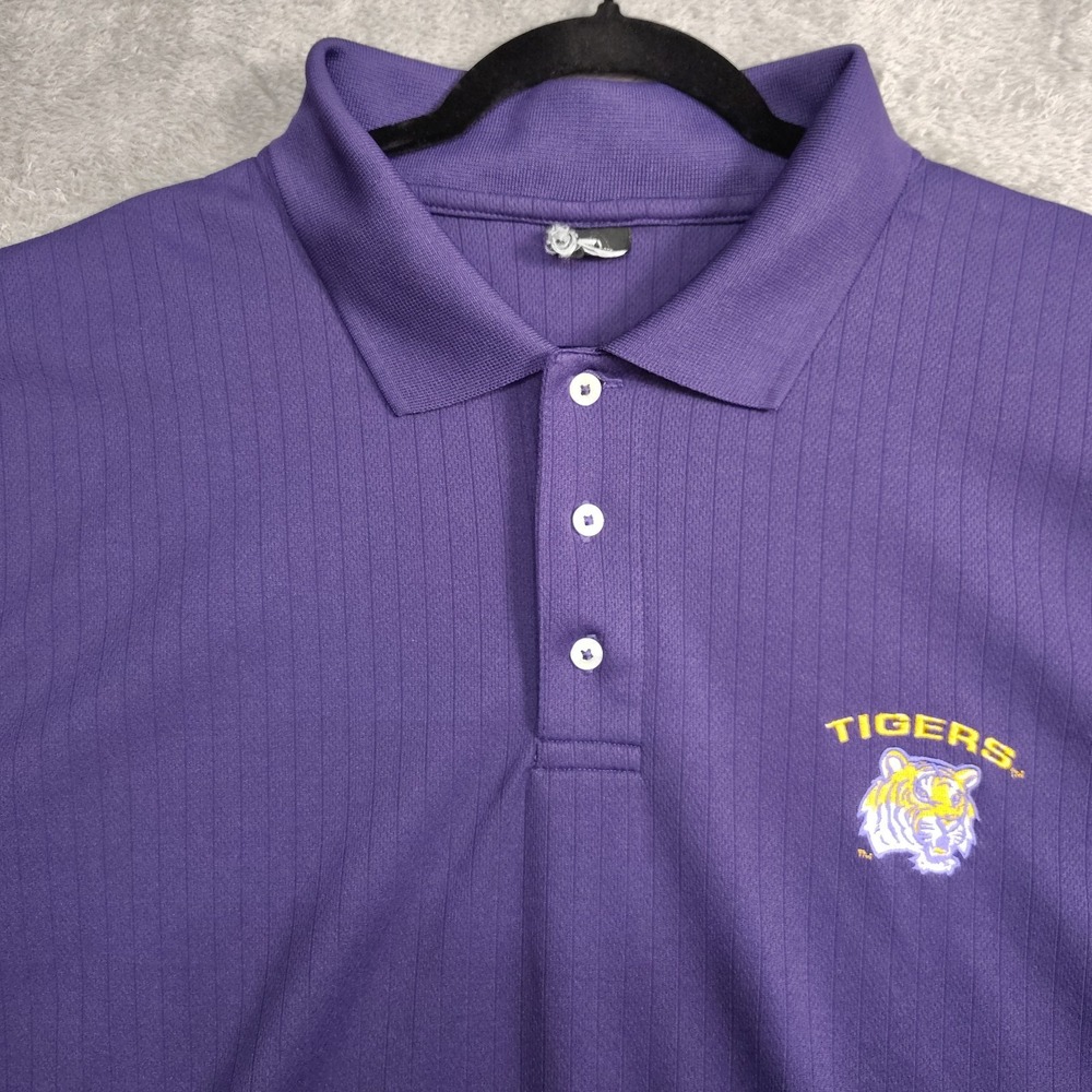 Vtg LSU Tigers Shirt Men‎ XL* Purple Muted Striped Starter Y2K 90s NCAA Polo